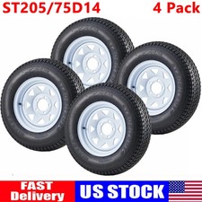 4 Pack St20575d14 Trailer Tires And Wheels With 14 Rim 5 Lug On 4.5 205 75 14