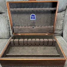VTG Naken's Silverware Chest Tarnish Proof Pacific Silver Cloth Dovetailed Box