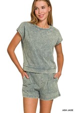 Zenana Premium Cotton Washed Sleeveless Top  Shorts Set