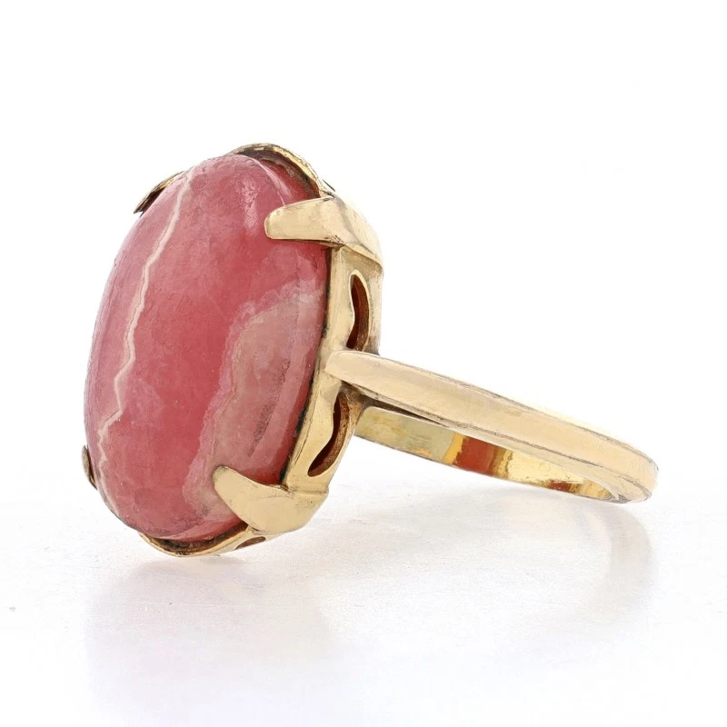 Anillo solitario de cóctel de rodocrosita relleno de oro - cabina ovalada de 10 k 12,10 quilates talla 5 3/4 Foto 3 de 4