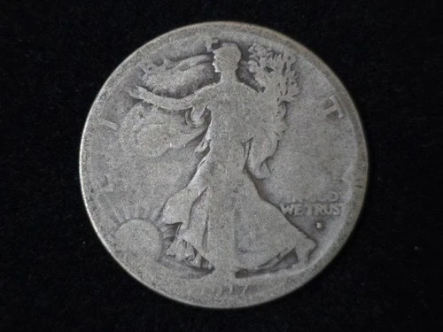 1917-D Obverse Walking Liberty Silver Half Dollar About Good 110923