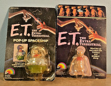 2 NIB VTG E.T. Extra-Terrestrial 1982 Wind-Up Toys Pop-up Spaceship  Toddle LJN