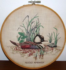 HOODED MERGANSER BIRD WALL DECOR DESIGN ART FABRIC