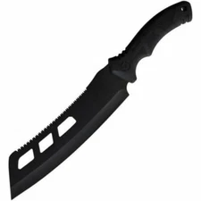 Elitedge 20-660BK Black Rubber 10  Sawback 440C Stainless Tactical Fixed Knife