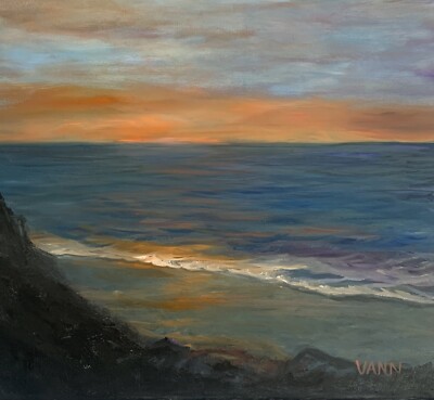 NEW SEASCAPE PAINTING - ORIGINAL OIL ON CANVAS BY GINA VANN 16in x 20in UNFRAMED