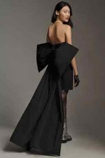 NWT ANTHROPOLOGIE Pilcro Strapless Removable Bow Mini Dress Size 0 Black 7G467