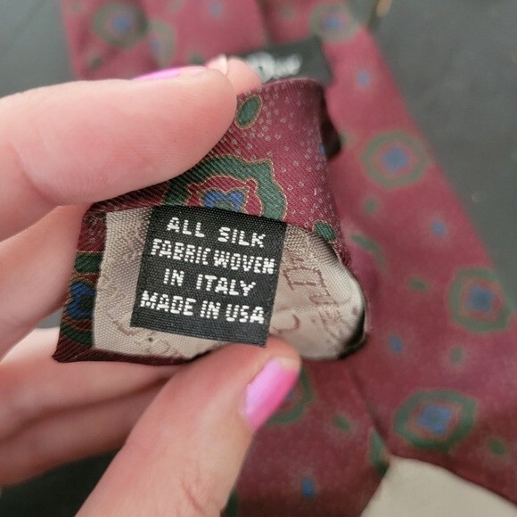 Christian Dior 100% Silk Men's Dress Tie Burgundy Blue Green Medallions thumbnail 2