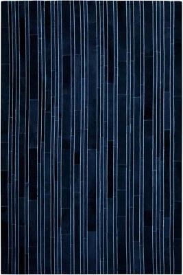 Leder Teppich Fellteppich Patchwork 150x240 cm echtes Kuhfell Handarbeit schwarz - Bild 1 von 4