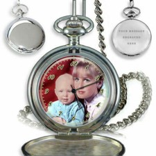 PERSONALISED CUSTOM POCKET WATCH YOUR FAMILY PHOTO BIRTHDAY ANNIVERSARY GIFT