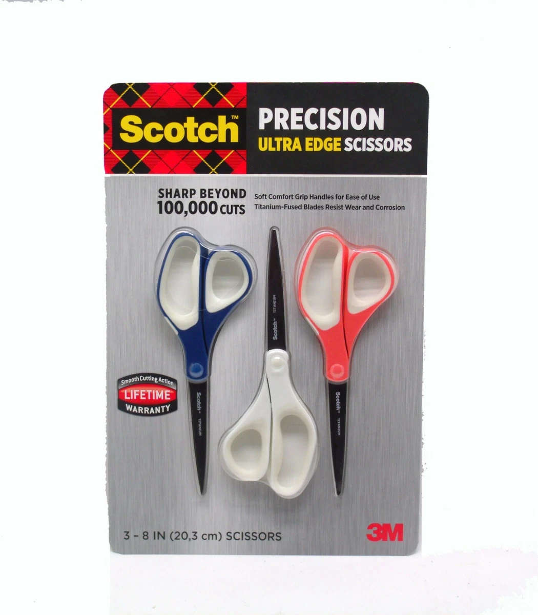 Scotch Precision Ultra Edge 8-Inch Scissors, 3 Pack