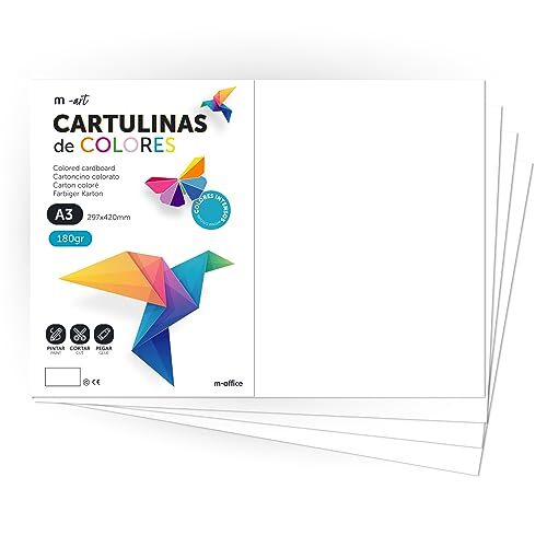Cartulina de Colores, Cartulina A3, Folios Colores 180gr, Bloc cartulina (d6h)