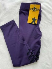 Saxon Girl&rsquo;s Schooling Tights, Purple with Silicone Knee Patch - New with Tags