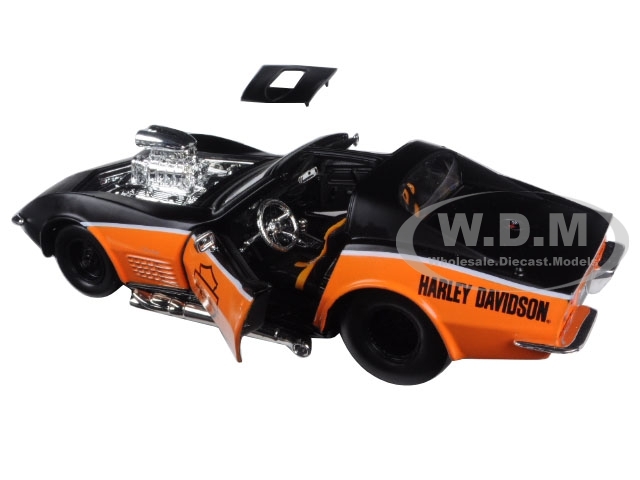 1970 CHEVROLET CORVETTE HARLEY DAVIDSON BLACK/ORANGE 1:24 DIECAST