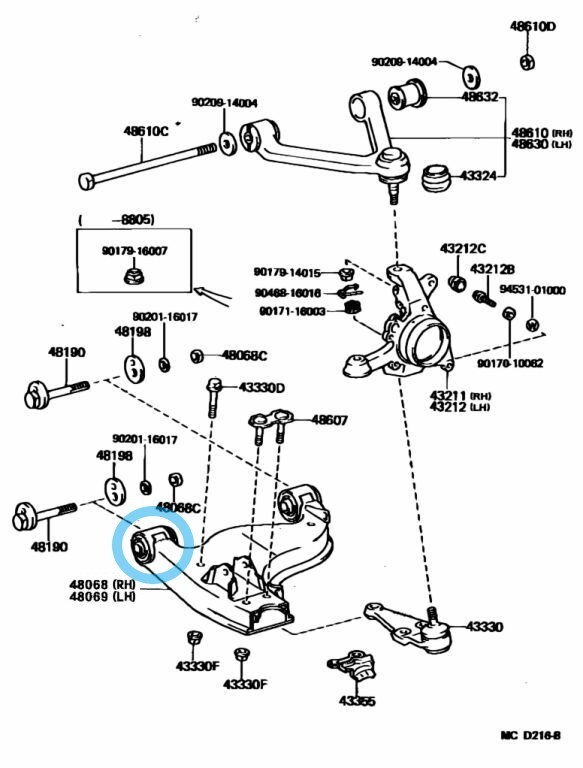 TOYOTA SUPRA A70 1988-1993 Genuine Front Lower Arm Bush No.1 48654