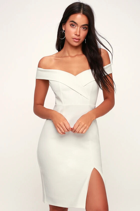 classic glam off the shoulder dress