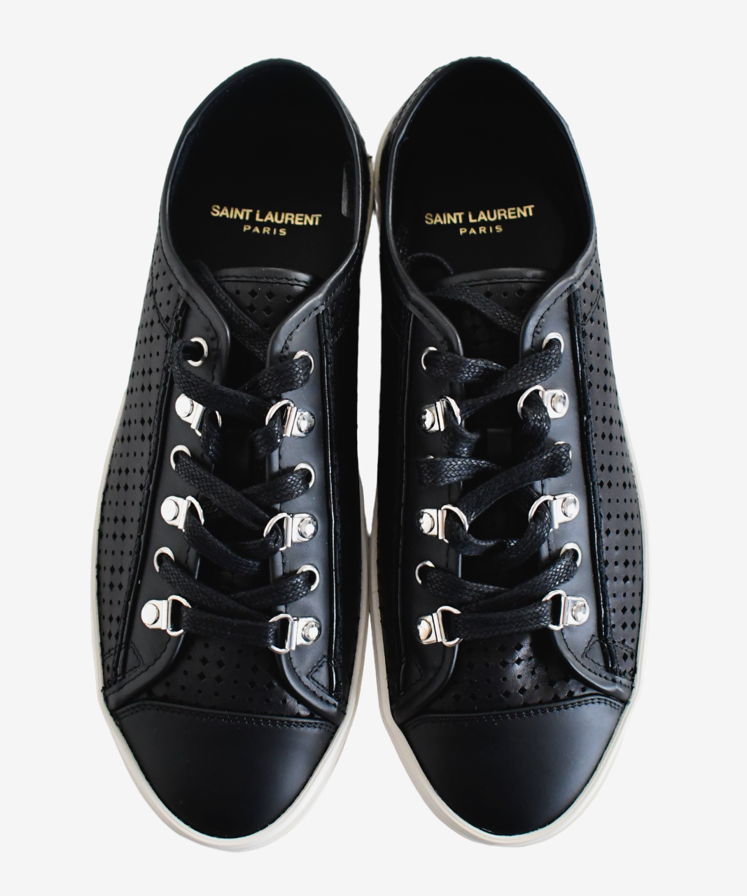 Sneakers da donna SAINT LAURENT in pelle nera TRAFORATE BASSE EU 39 US 8 5 9