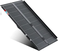 5FT Portable Home Wheelchair Ramp Anti-Slip Aluminum Steps Folding 600 LBS Black