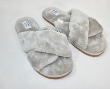 Old Navy Slippers Faux Fur Size 10 Gray Women's
