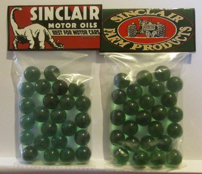 2 Bags Of Sinclair Motor Oils ''Sinclair Farm Products'' Promo Marbles