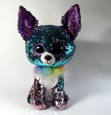Ty Beanie Boos Flippables  Medium YAPPY Color Changing Sequins Chihuahua Plush