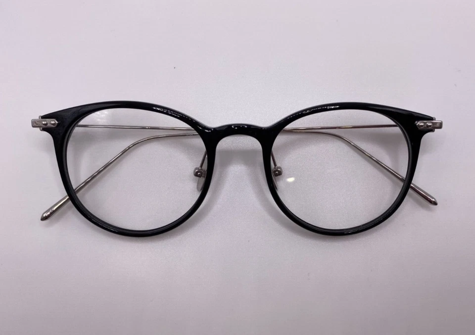 Linda Farrow LF03C2 5704 Negro Plata Marco Redondo Hecho a Mano 48-20-143 Foto 4 de 4