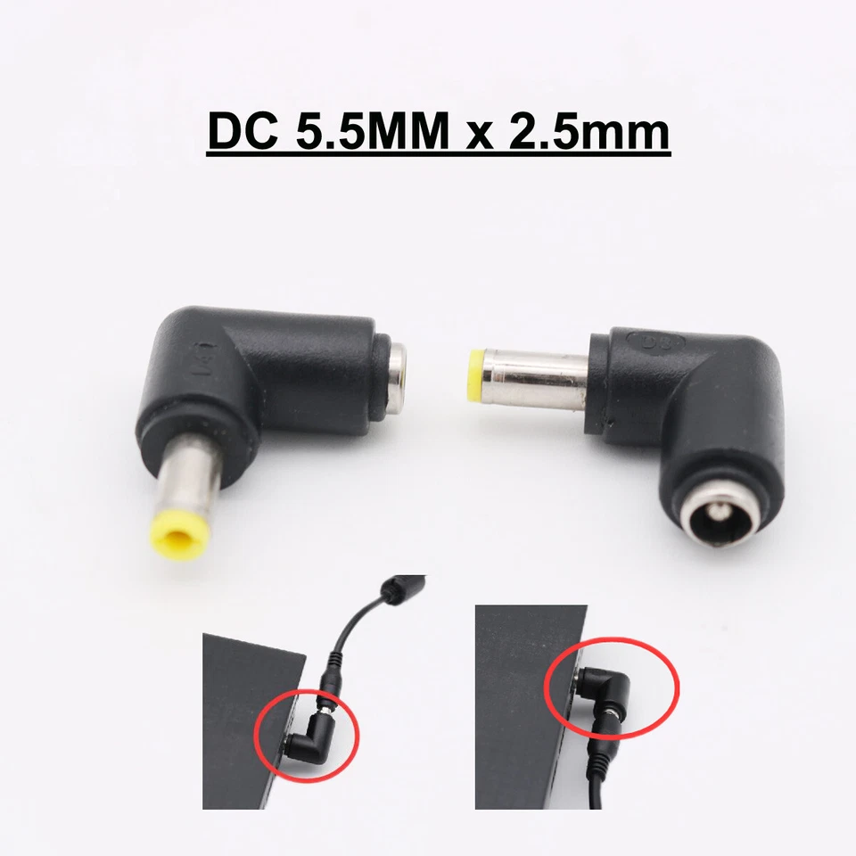 DC Power Adapter Connector 5.5mm x 2.5mm Male Right Angle To Female For Laptop - Image 2 of 4