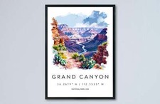 Grand Canyon Watercolor Poster Grand Canyon Travel Print Arizona Wall Art Grand