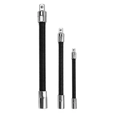 3-Piece Flexible Socket Extension Bar Set 1/2" 1/4" 3/8" Shaft Drive 10" 8" 6"