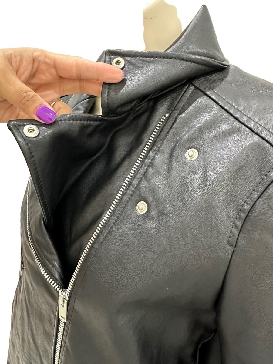Women's Uniqlo Faux Leather Moto Biker Jacket Size XS | eBay