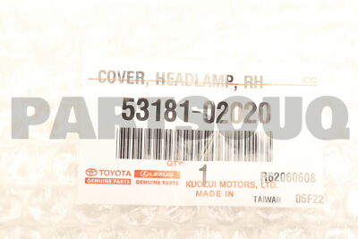 れん 5318102020 Genuine Toyota COVER, HEADLAMP, RH 53181-02020 | eBay