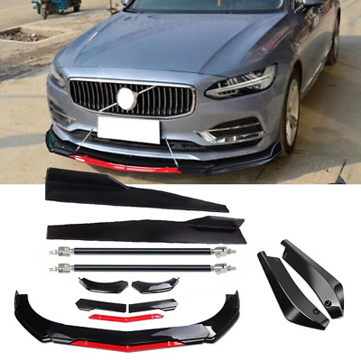 For Volvo S40 S60 S80 Front Bumper Lip Splitter Spoiler Body Kit + Side Skirt