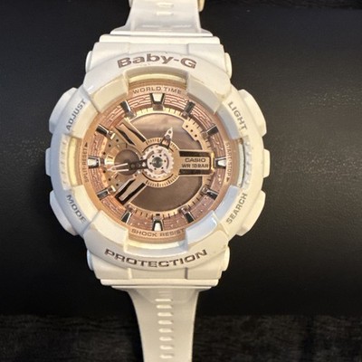 Casio Baby-G BA-110 5338 White, Gold Ana-Digi Quartz Watch Need Battery/untested