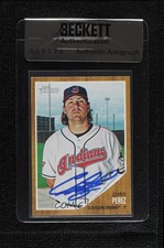 BAS 2011 Topps Heritage Chris Perez #273 Beckett Auth Sticker Auto 3c7
