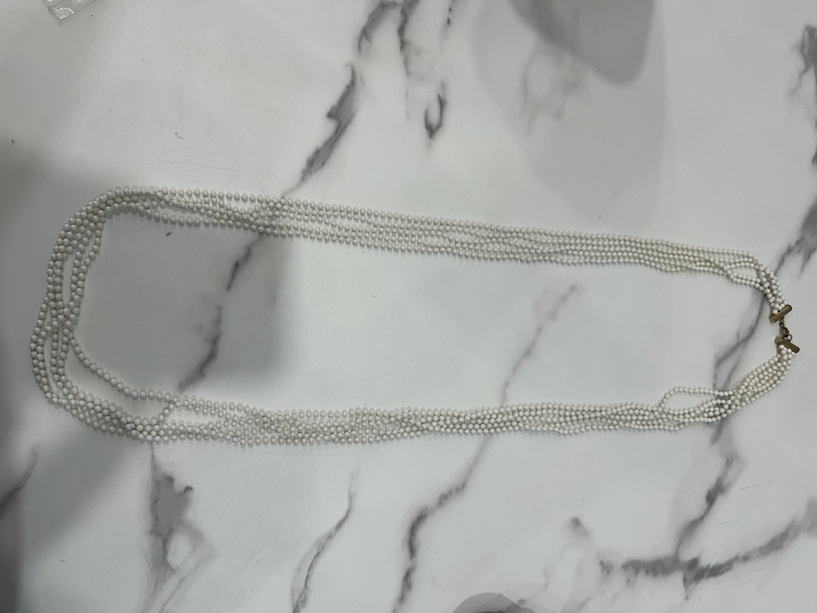 White Multi Strand Layered Beaded Statement Neckl… - image 3