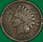 1894 Indian Head Cent Extremely Fine XF Coin, Corrosion #42605