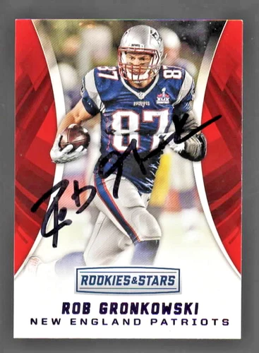 ROB GRONKOWSKI NEW ENGLAND PATRIOTS SIGNED AUTOGRAPH 2016 PANINI CARD HOLO COA