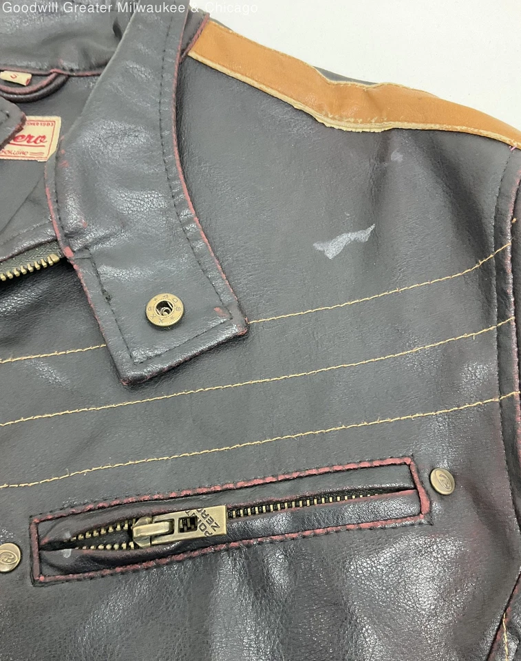 Chaqueta de cuero Point Zero talla pequeña para hombre Foto 3 de 4