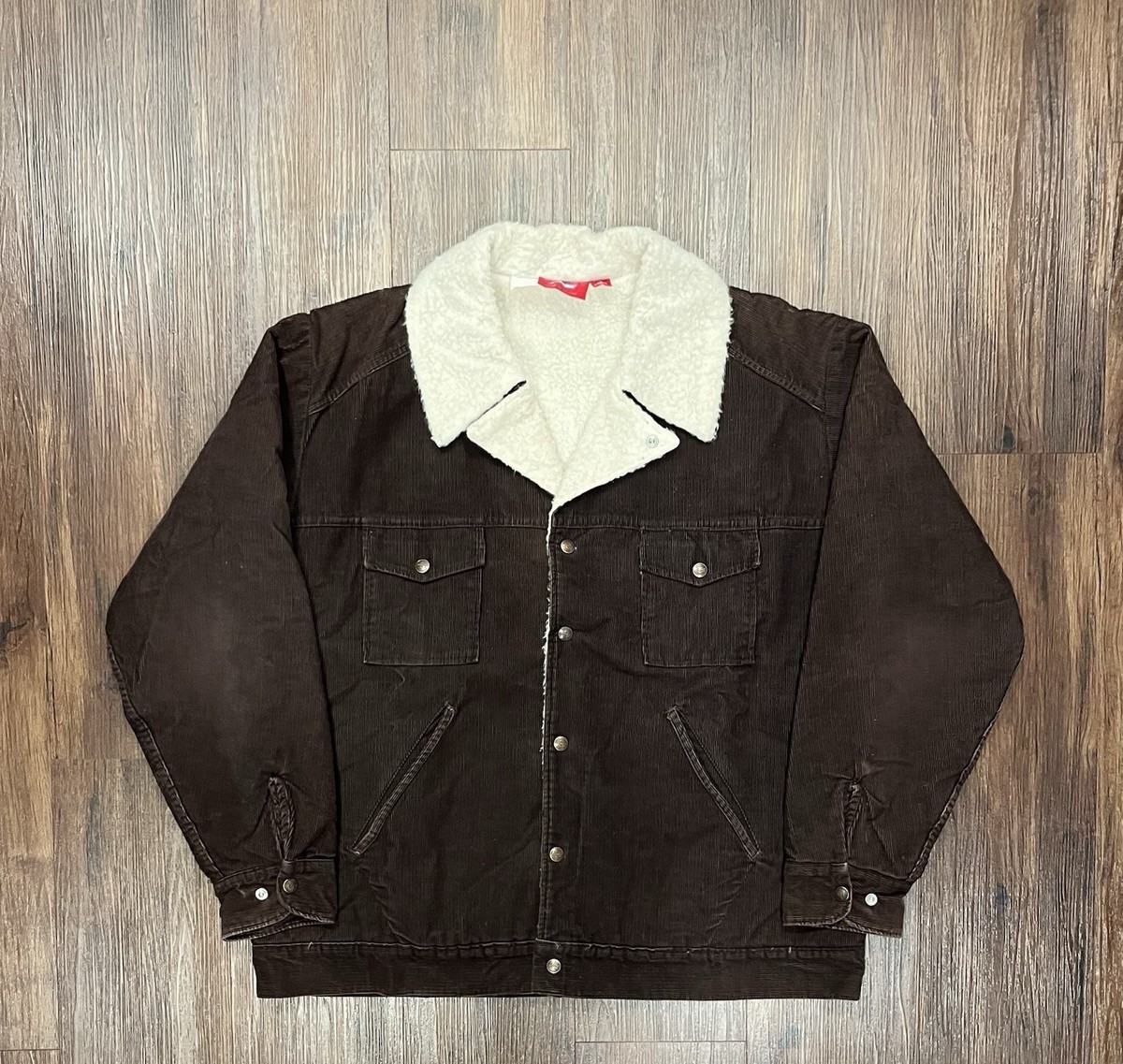 Vtg 90s Dickies Brown Corduroy Sherpa-Lined Barn Ranch Coat Jacket