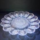 Vintage Anchor Hocking Clear Glass Hobnail Deviled Egg Plate
