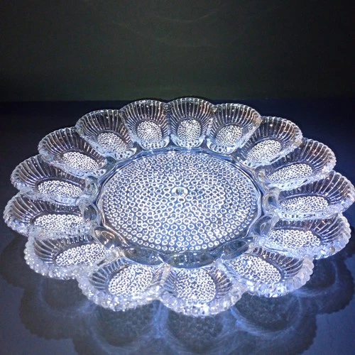 Vintage Anchor Hocking Clear Glass Hobnail Deviled Egg Plate