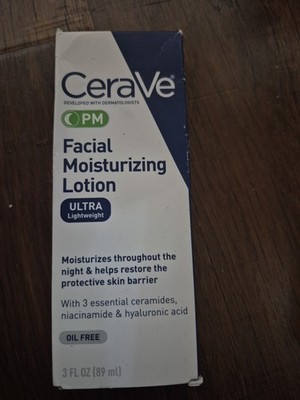 Cerave pm facial moisturizing lotion -ultra Light Weight NEW Oil Free 3 Ceramide