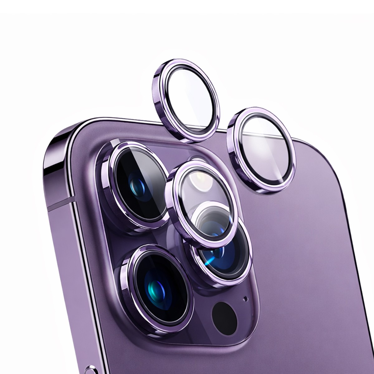 Film en verre trempé Force Glass violet pour caméra arrière d'iPhone 14 Pro