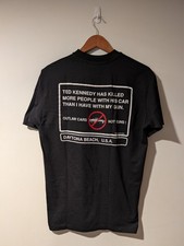 Vintage 80s Buck's Gun Rack Daytona Beach Shirt Ted Kennedy Political Hanes L