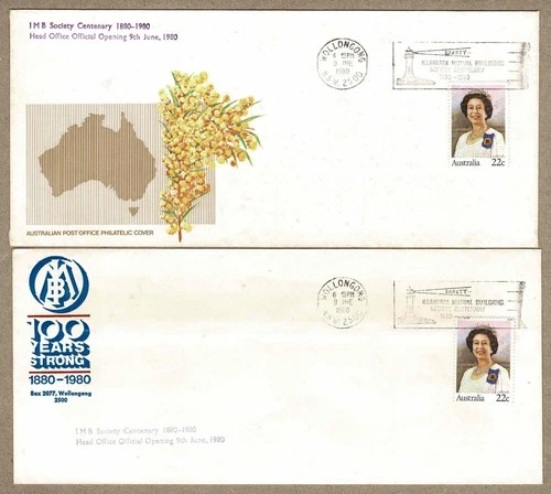 Australia 1980  IMB Society Centenary Head Office Opening Advertising Cover x2