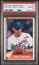 1991 Pacific NOLAN RYAN "Bloody Lip" Baseball Card #92 Graded PSA 10 GEM MINT