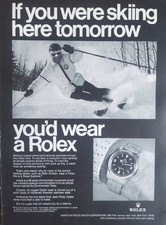 Vintage 1969 Rolex Oyster 26 Jewel Chronometer Stein Eriksen Original Ad