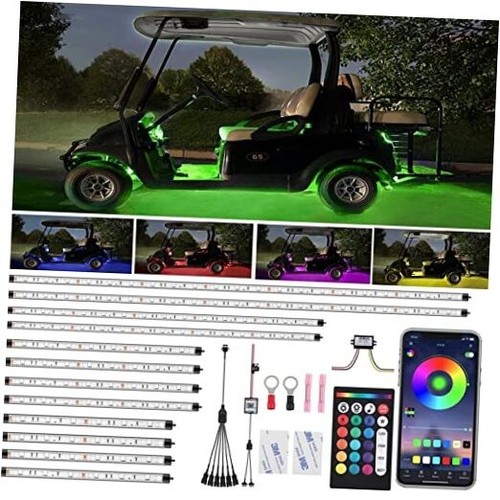12 Pcs Golf Cart Underbody Neon Accent Waterproof Multicolor LED Lights Kit