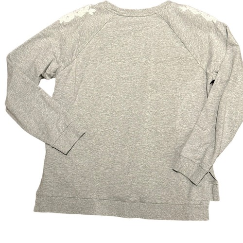 Lucky Brand Women’s Medium Gray Sweatshirt with Embroidered Floral Motif - Picture 2 of 7