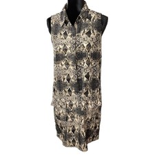 Banana Republic 6 Shirt Dress Beige Black Snakeskin Print Sleeveless Utility