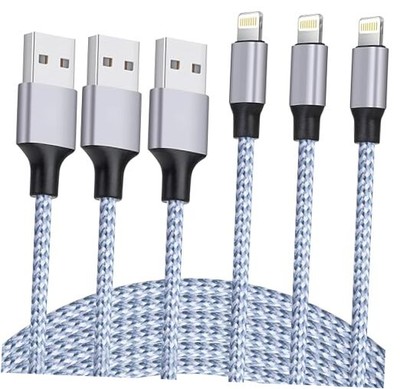 iPhone Charger 3pack 6ft MFi Certified Best New Nylon Braided Lightning Cable 
